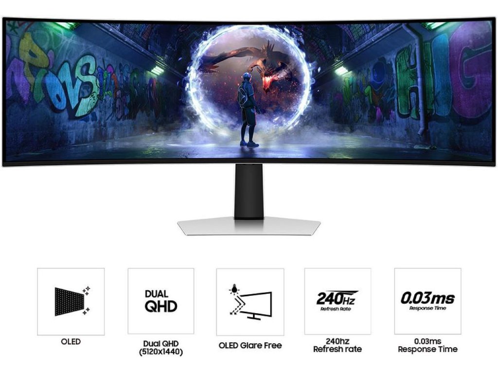 Samsung G9 G93SD 49” OLED 5120×1440 DQHD 240Hz 0.03ms 1800R