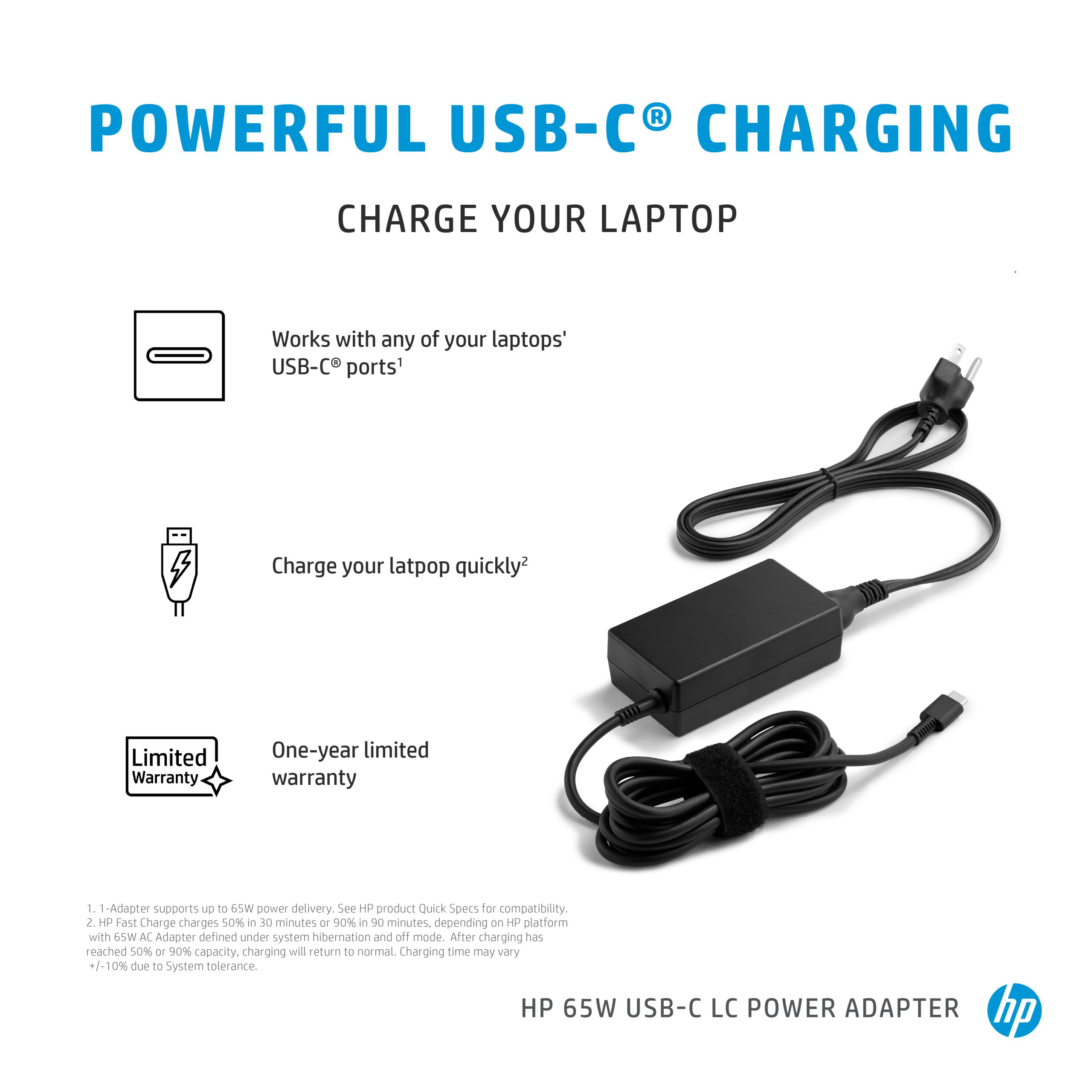 HP 65W USB-C LC Power (1P3K6AA)
