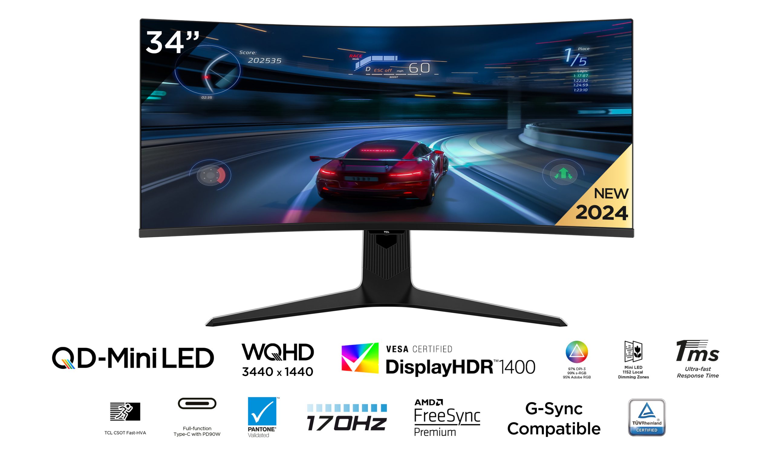 TCL HDR QD-Mini LED 34R83Q 34in
