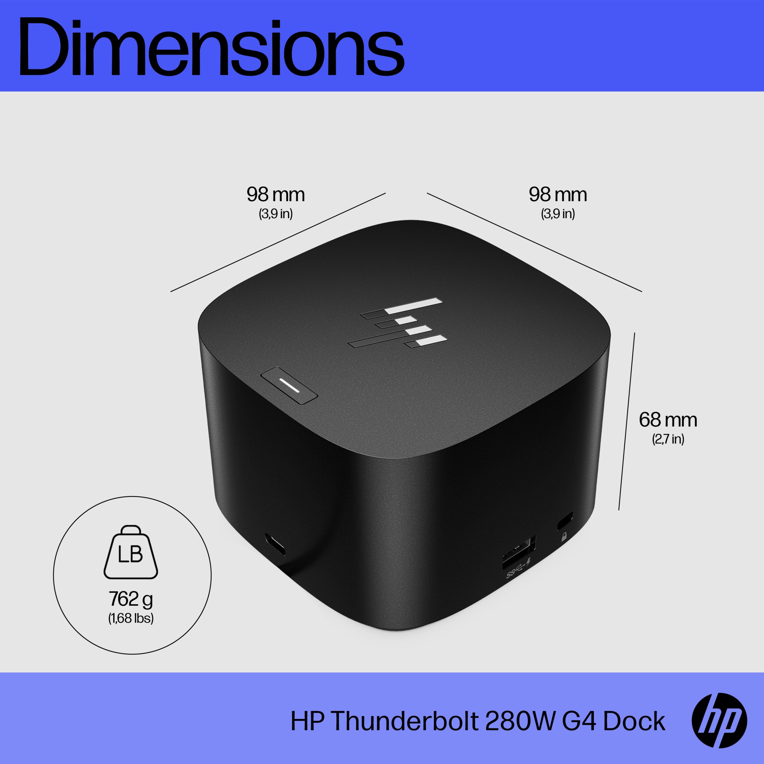 HP Docking Station TB4 G4 280W w/ Combo Cable (4J0G4AA)