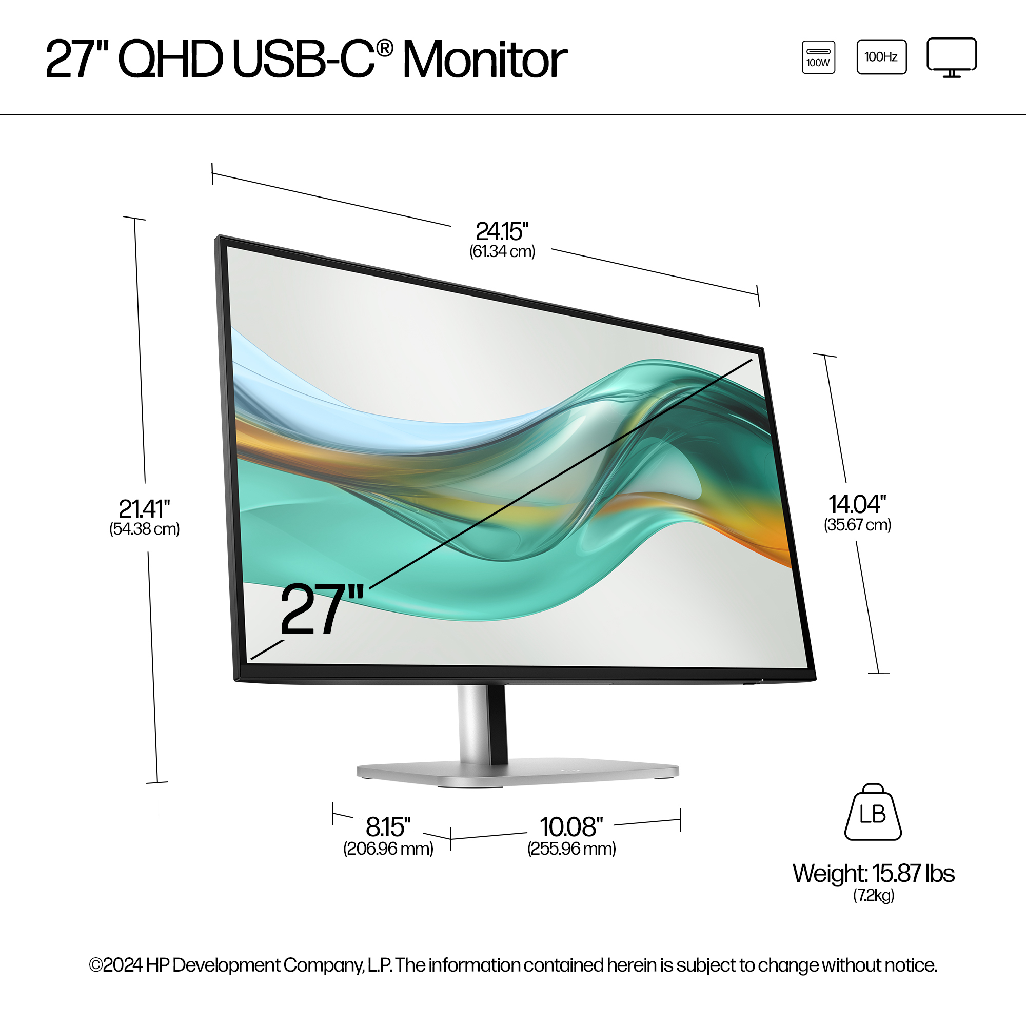 HP Series 5 Pro 27 inch QHD USB-C Monitor – 527pu