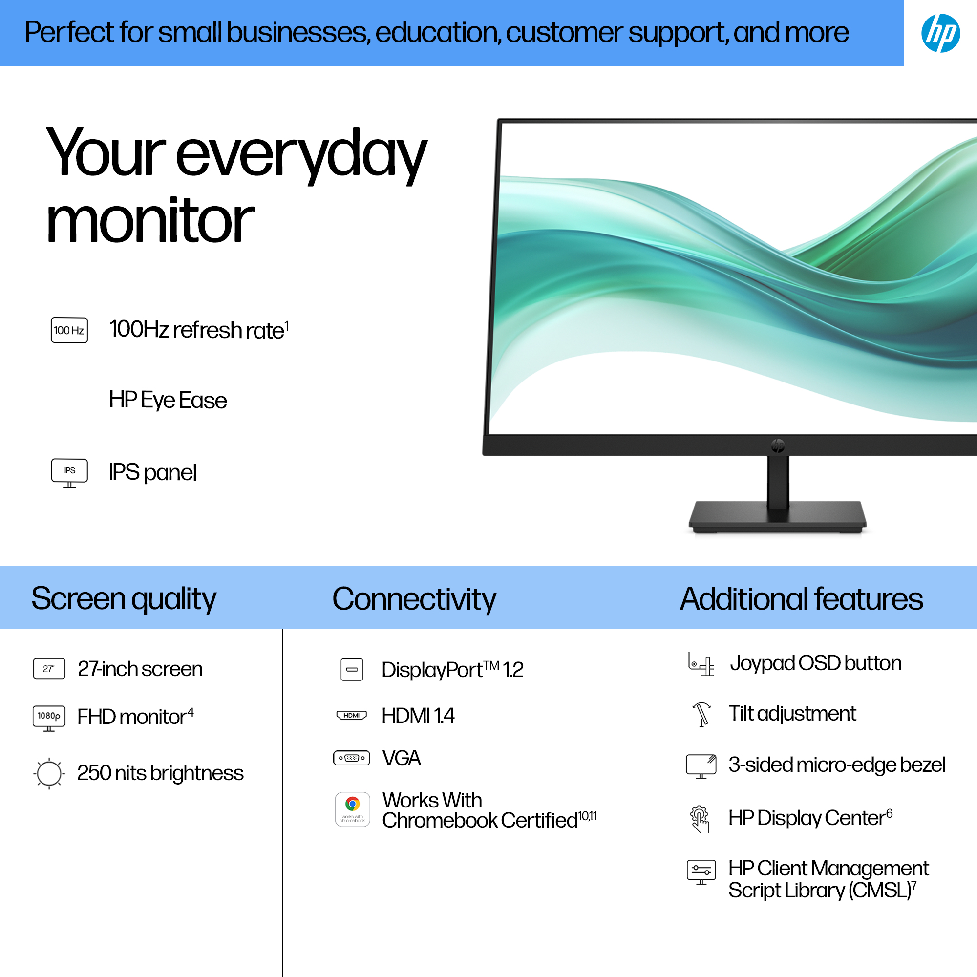 HP Series 3 Pro 27 inch FHD Monitor – 327pf