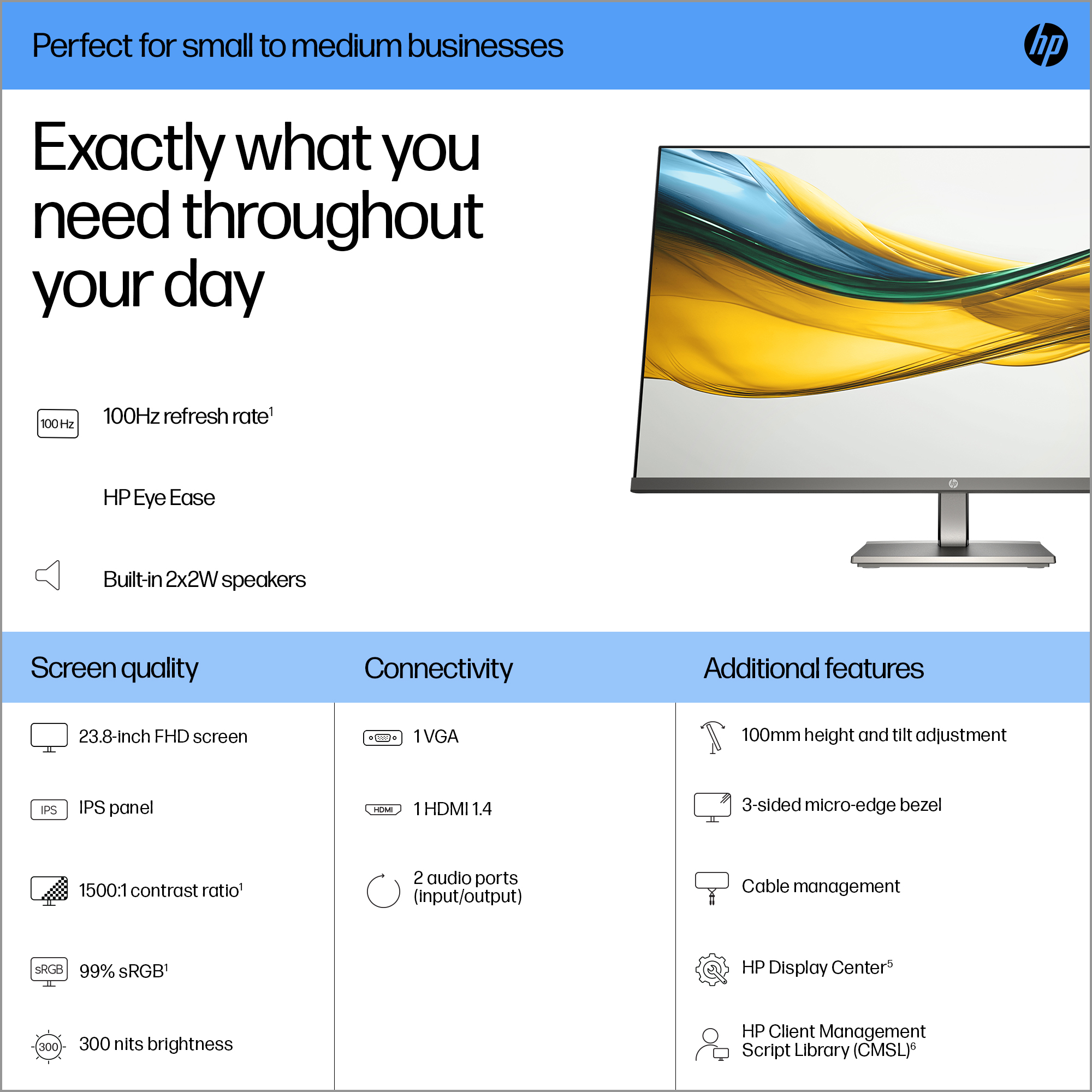 HP Series 5 23.8 inch FHD Monitor – 524da