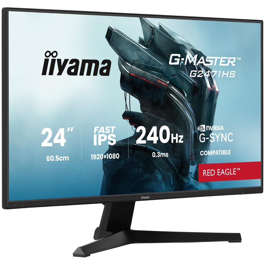 IIYAMA Gaming Monitor G2471HS-B1 G-MASTER 23.8” Fast IPS 1920 x 1080 350cd 1000:1 0.3ms HDMI DP Tilt