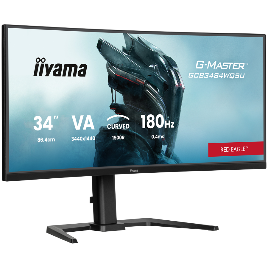 IIYAMA Monitor LED GCB3484WQSU-B1 34” VA 1500R 3440 x 1440 180Hz 21:9 500 cd 4000:1 0.4ms HDMI DP USB HUB Full Ergo