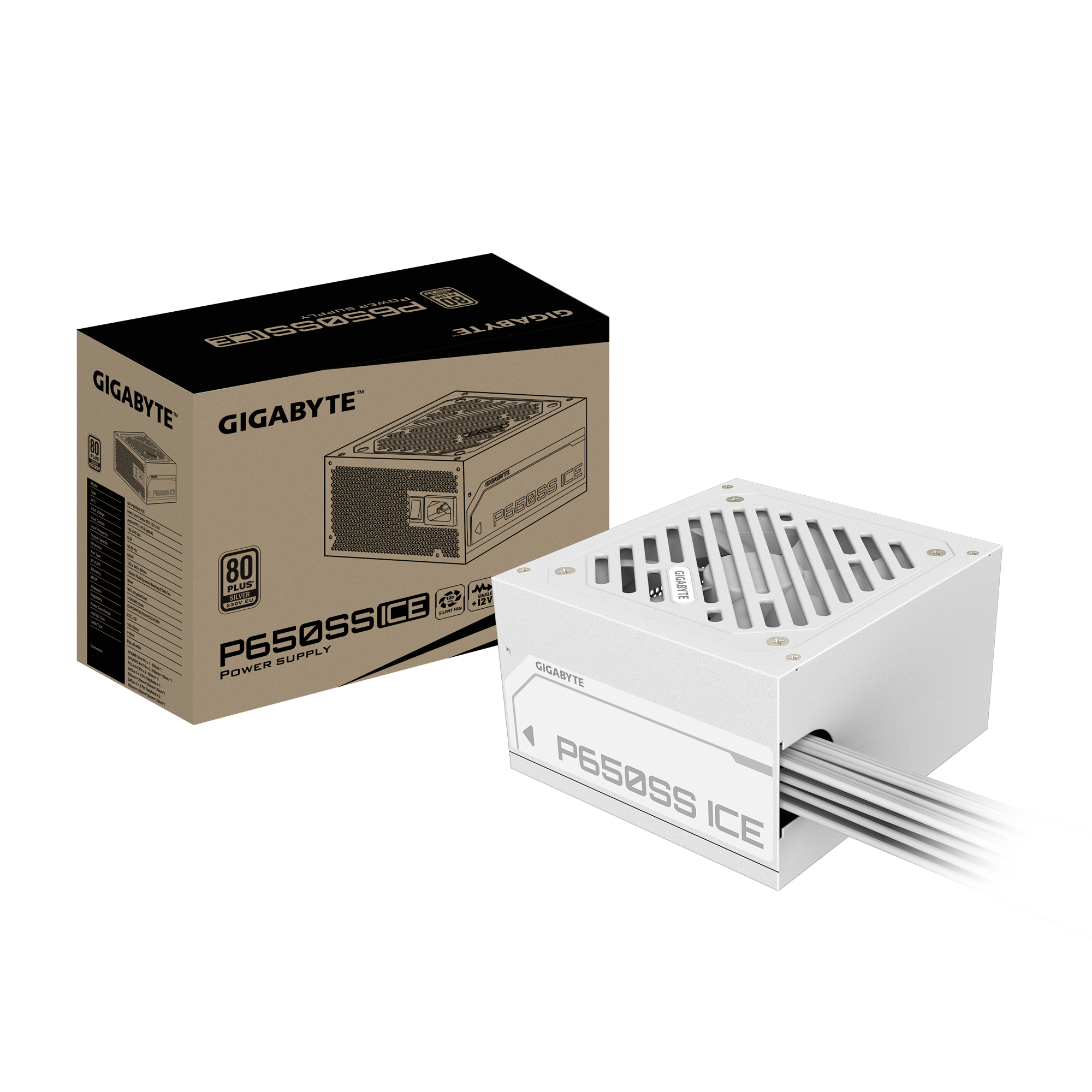 Gigabyte PSU 650W Silver, 90% · GP-P650SS ICE