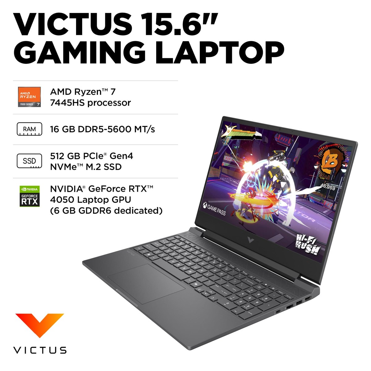 HP Victus 15-FB3093 Gaming — Ryzen 7, 16 GB, 512 GB SSD (BM4X8UAR#ABA)