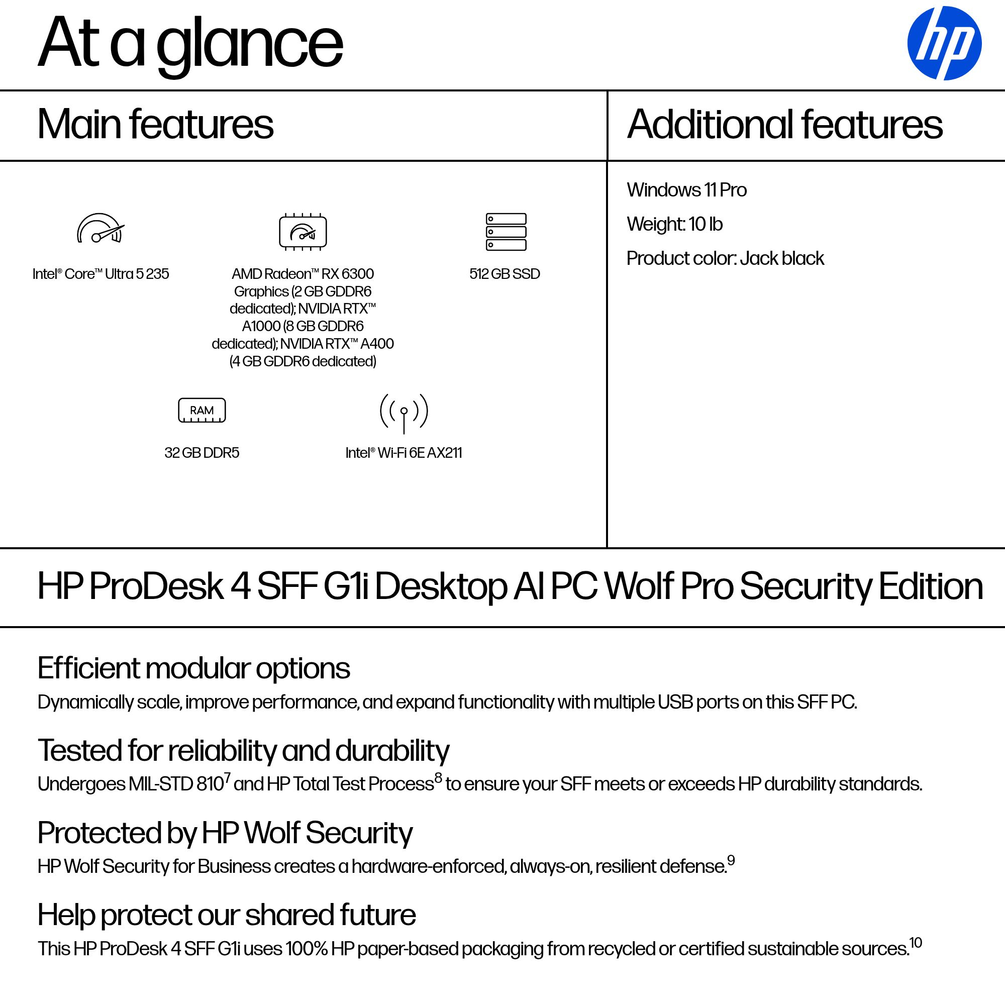 HP ProDesk 4 G1i SFF — Core Ultra 5, 32 GB, 512 GB SSD