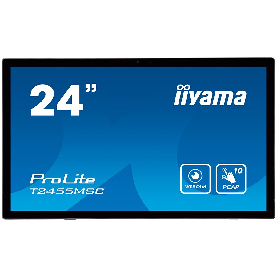 IIYAMA Monitor LED T2455MSC-B1 24” multi-touch IPS 1920×1080 16:9 400cd 1000:1 5ms projective capacitive touch HDMI DP USB