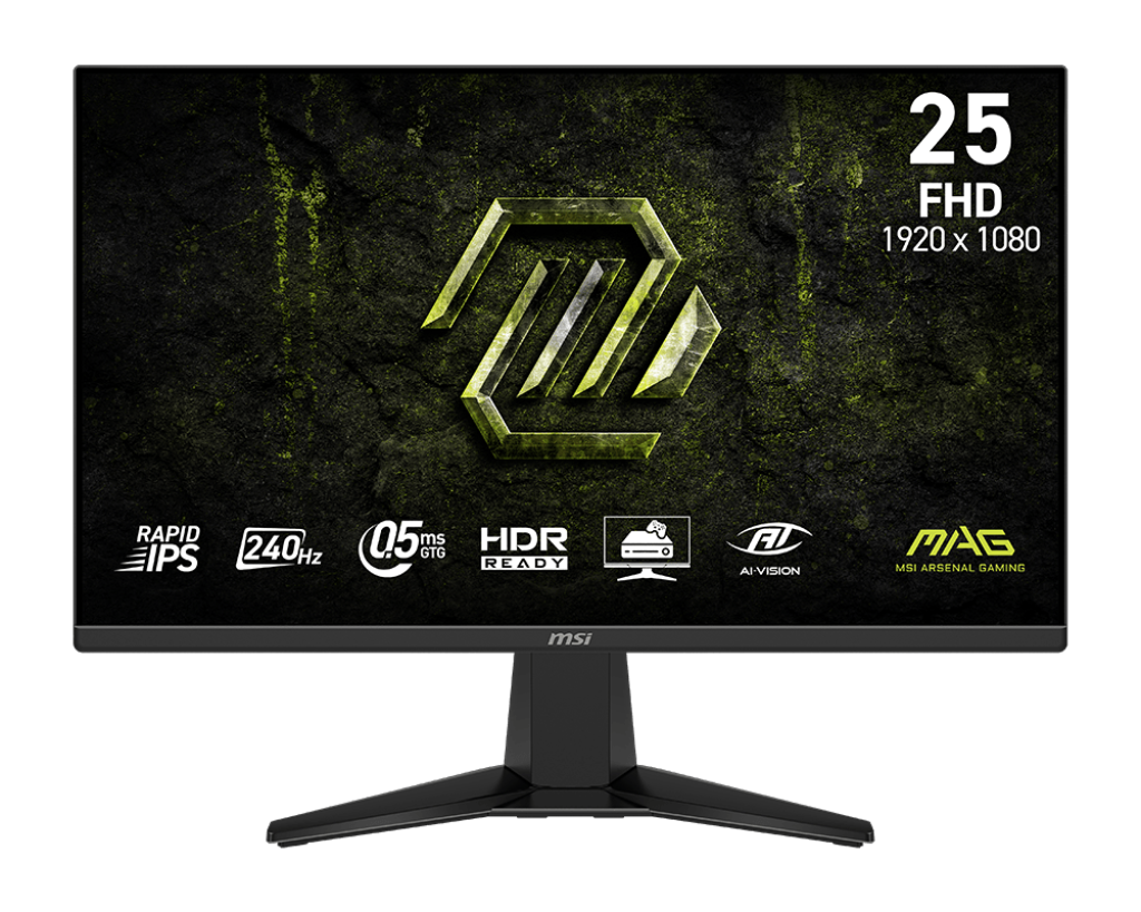 MSI MAG 255F X24 GAMING Monitor 24.5” (1920×1080) 240HZ Rapid IPS 0.5ms (GtG) 300 cd/m² HDR Ready AMD FreeSync™…