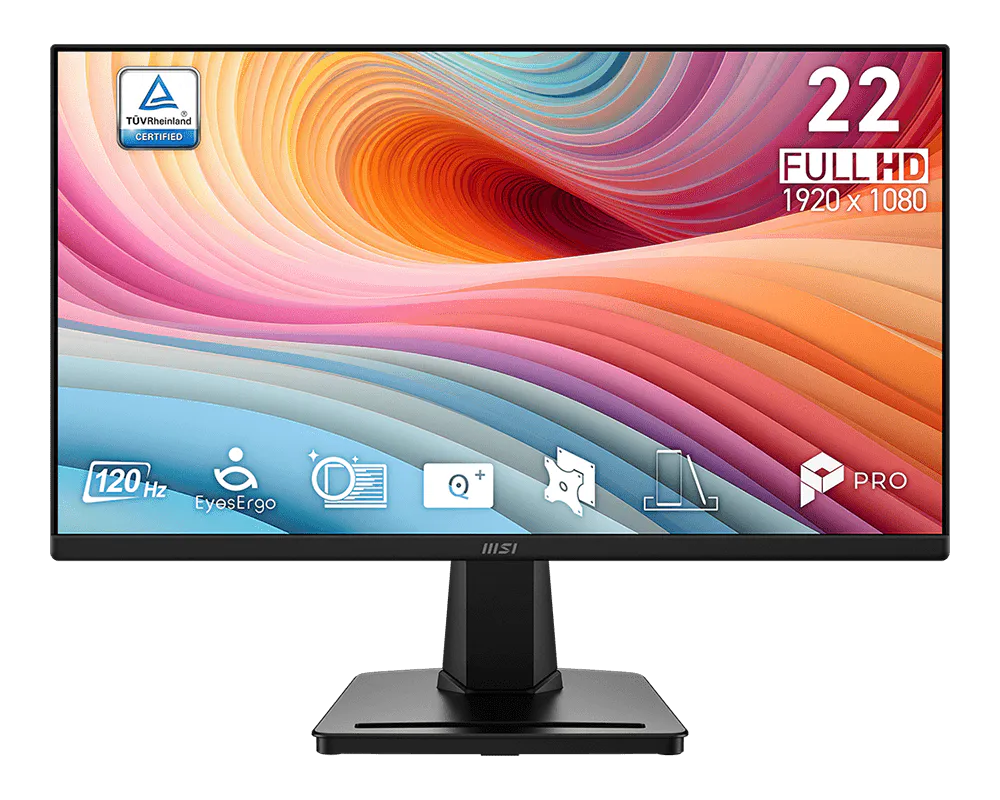 MSI PRO MP225 E12VL Monitor 21.45” (1920×1080) 120Hz 1ms (MPRT) 300 cd/m² 4000:1 xHDMI (1.4b) 1xVGA 16:9 Tilt…