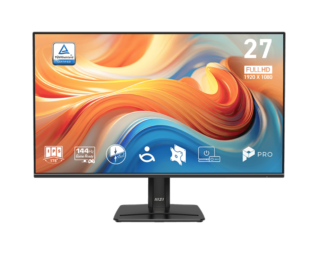 MSI PRO MP271 E14A Monitor 27” (1920×1080) 144Hz IPS 1ms (MPRT) 300 cd/m² AMD FreeSync 1500:1 1xHDMI (2.0) 1xDP…